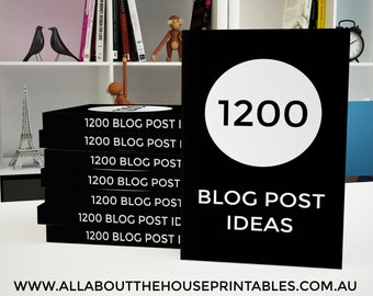 1200 Blog Post Ideas Ebook printable blogging, blog post ideas, blog topic, blog headlines, blog brainstorm, editable worksheet, instant DL