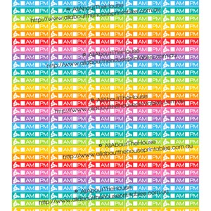 AM PM Daily Routine Planner Stickers Printable Medicine Vitamins Pills made for Erin Condren ECLP 1.5wx0.3H rainbow plum paper etc Ws007 image 2