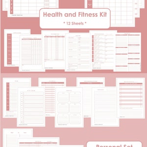 Health and Fitness & Personal Set Printables Home Organisation Household Binder 22 sheets 2 Value Packs image 1