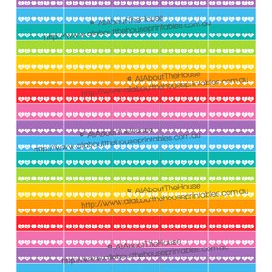 Habit Planner Stickers Printable Hearts Daily Routine 1.5W x 0.5H Rainbow Weekly Tasks made for Erin Condren ECLP Plum Paper Ol040 image 2