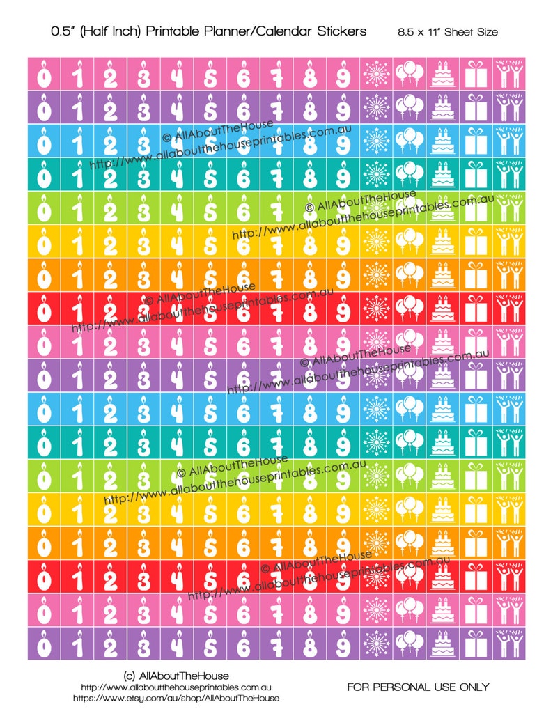 Party Celebrate Birthday Planner Stickers Printable Rainbow 2016 Daily Planner made for Erin Condren any planner Organization Gift HIS009 image 2
