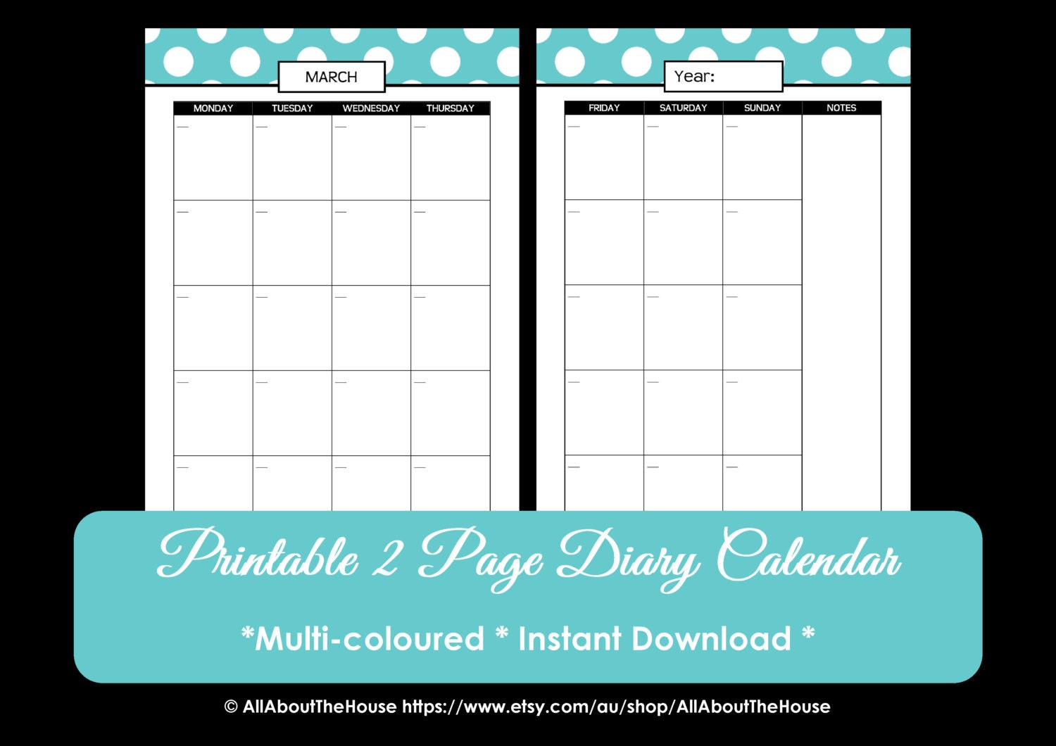 Calendar Printable Perpetual Polka Dot Calendar 2022 2023 Calendar 2 ...