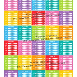 Hydrate Planner Stickers ECLP Horizontal Planner made for Erin Condren Printable Rainbow Daily Sidebar Right Section plum paper Hds10 image 2