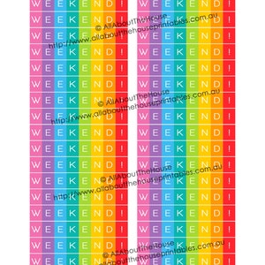 Weekend planner stickers printable Calendar Stickers Rainbow penant flag banner bunting Happy Planner, Lime life, Plum Paper etc. WE001 image 4