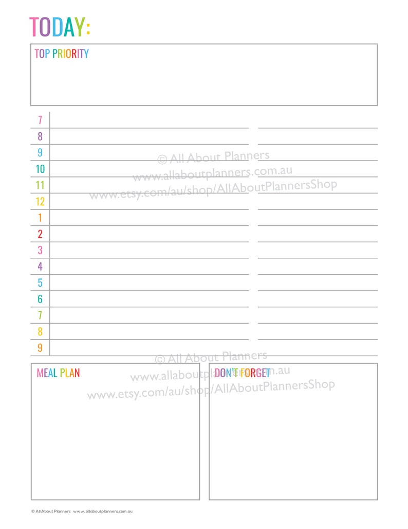 Daily planner printable overview insert editable refill to do quarterly goals overview future log US letter size resize a5 half junior image 2