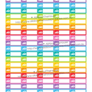 Car Stickers Printable Calendar / Planner Stickers 1.5 w x 0.5 maintenance, repair, clean, expense, mileage Rainbow Planner image 1