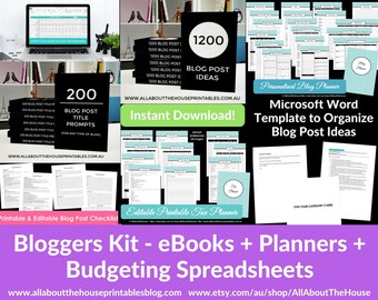 Blog post planner organizer tool template resource download ebook tax planner editorial calendar social media DIY INSTANT Download Editable