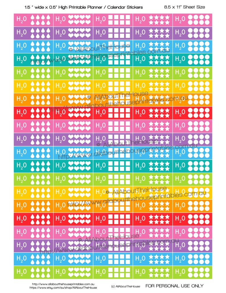 Hydrate Printable Calendar Planner Stickers Water Intake | Etsy