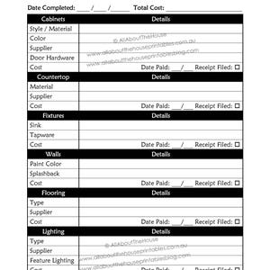 Bathroom remodel checklist planner printable renovation home improvement diy inspiration budget layout editable template pdf digital instant image 7