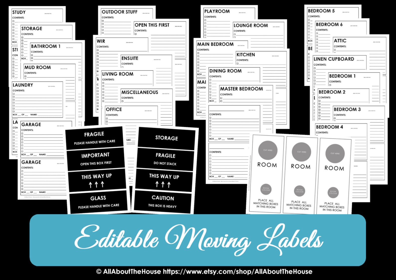 EDITABLE Moving Box Labels Planner Checklist Binder Printable Chevron ...