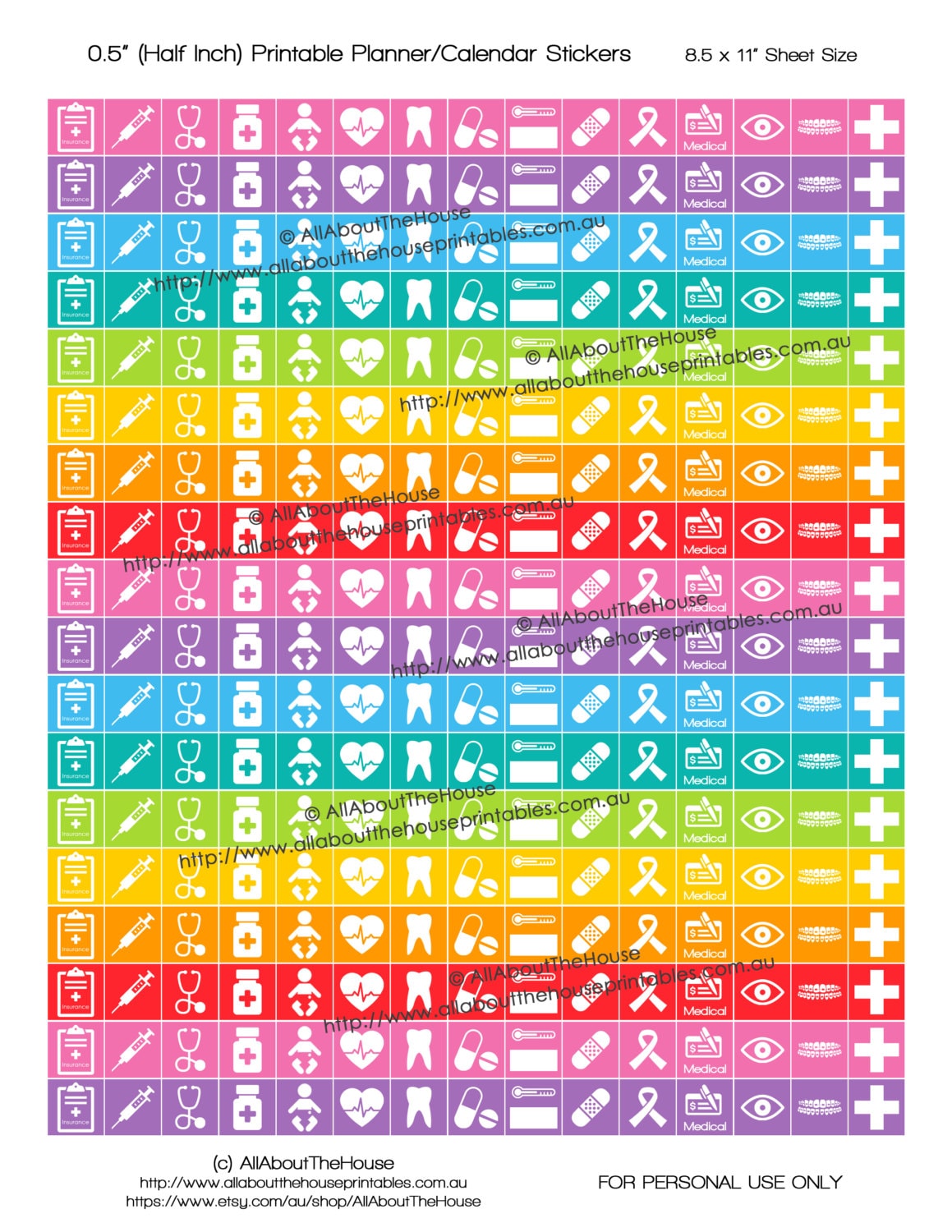 Medical Planner Stickers Printable Health Checkup Doctor Etsy