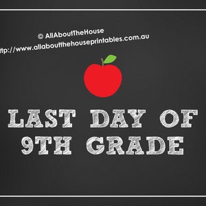 Grade Signs School photo prop printable first day last day graduation chalkboard red apple jpg pdf instant download academic year 1 etc image 4