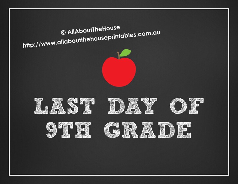 Grade Signs School photo prop printable first day last day graduation chalkboard red apple jpg pdf instant download academic year 1 etc image 4