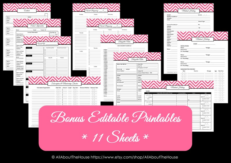 EDITABLE Household Binder Printables Home Binder Cover | Etsy
