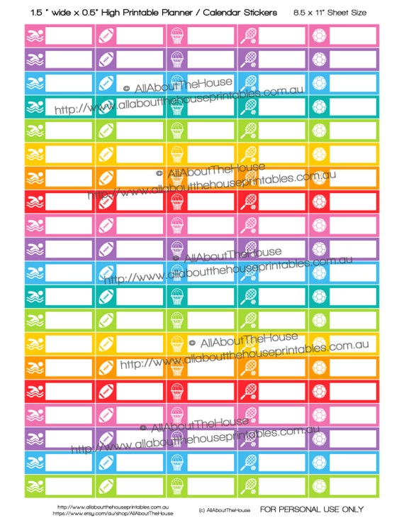 Sport printable planner stickers practice game day training football