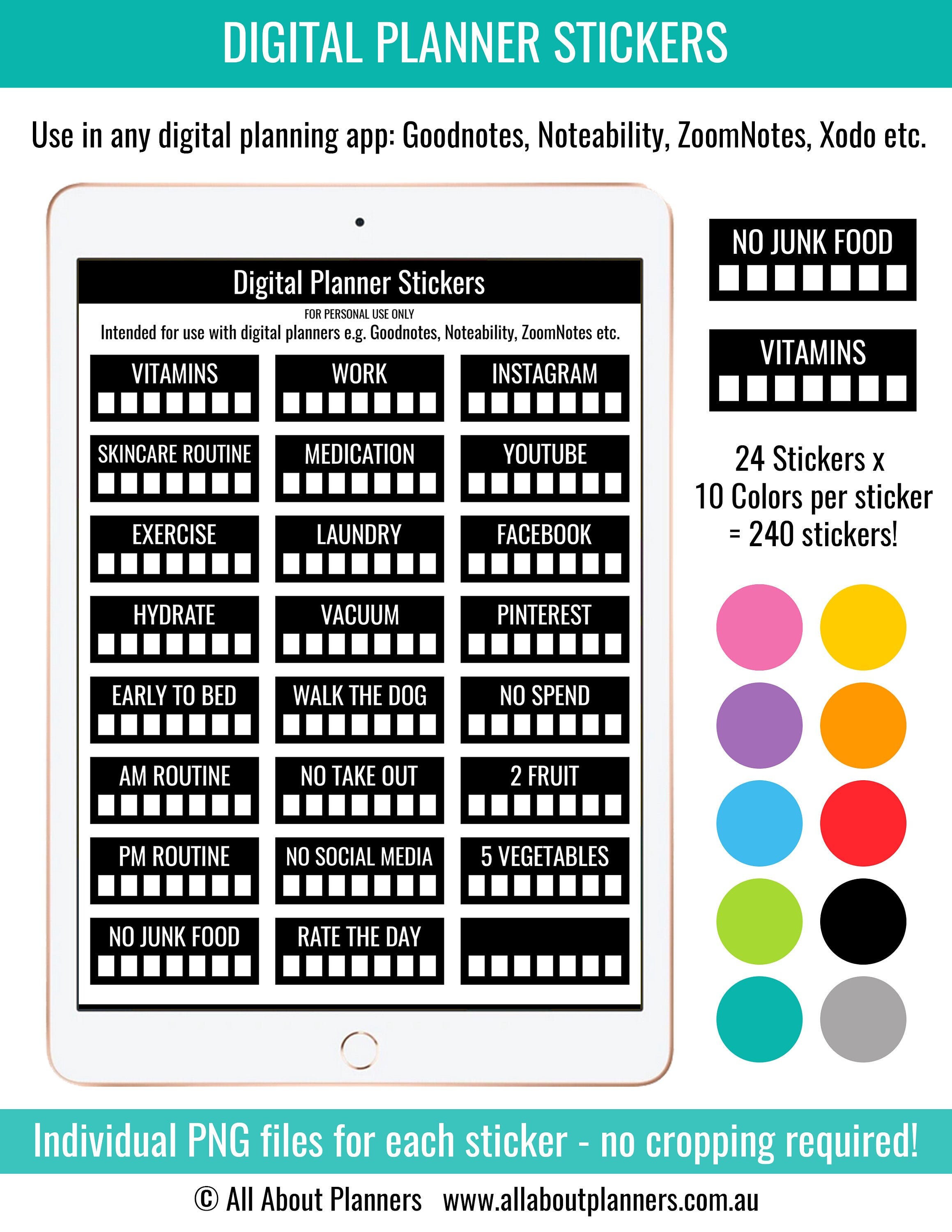 Habit Tracker Routine Tasks Digital Planner Stickers Daily to Do ...