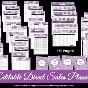 MULTI-COLOURED Direct Sales Business Planner Printable Blog Finances Party Work at Home Mom Management Chevron Printable PDF Editable image 2