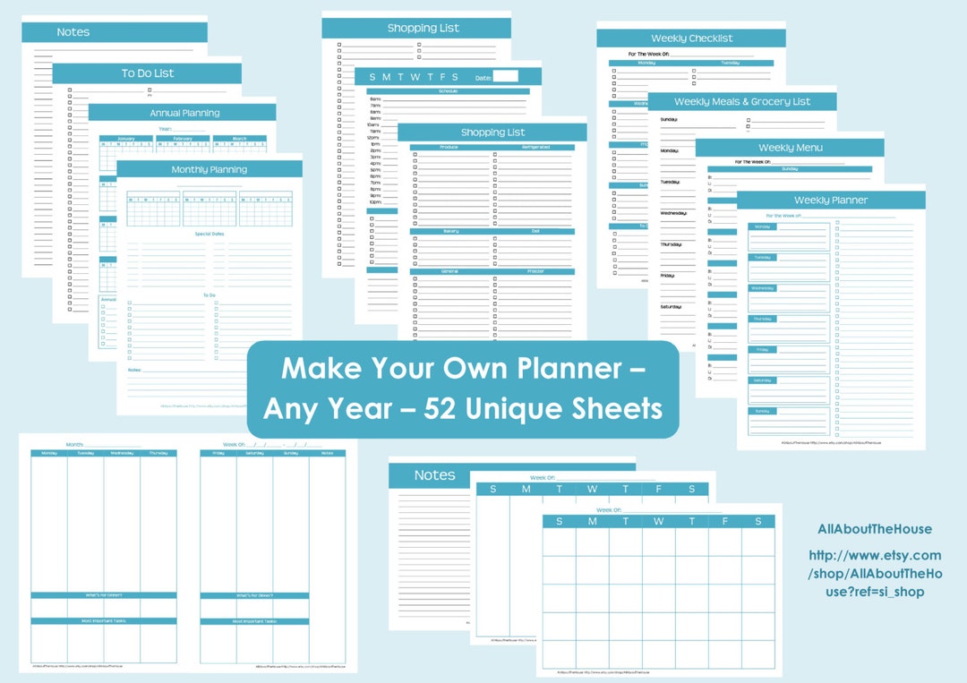 Printable Planner Personalised Diary Planner Agenda Any Year Build Your ...