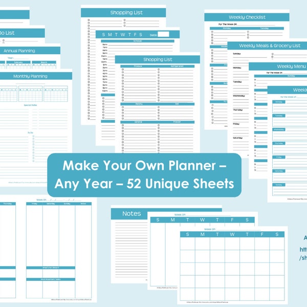 Printable Planner Personalised Diary Planner Agenda Any Year Build Your Own Planner Weekly Day Daily can resize to any page size e.g. A5