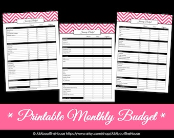 Printable Monthly Budget - Chevron Monthly Budget - Finance Printable - PDF Household Binder  EDITABLE money management family organisation