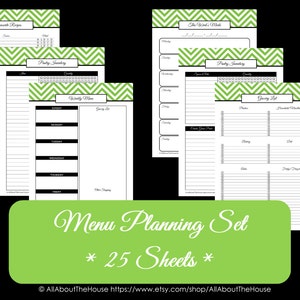 Menu Planner Printables Meal Planning Organisation-Household Binder-25 sheets-Chevron Planner Printables-PDF printable-Value Pack image 4