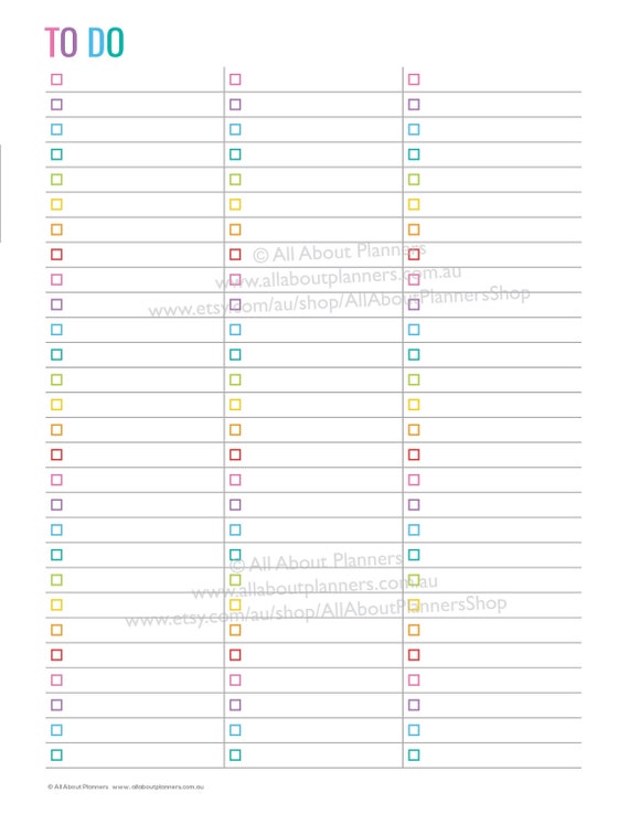 Checklist editable printable planner insert list refill travel planning ...