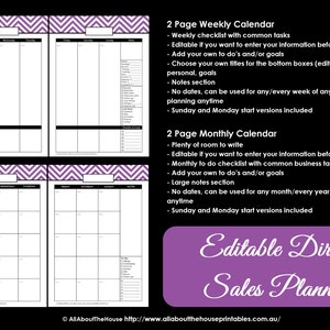 ALL 7 COLOURS Direct Sales Planner Editable Business Planner Binder Printables Organize Any Direct Sales Business 150 pages Instant DL image 4