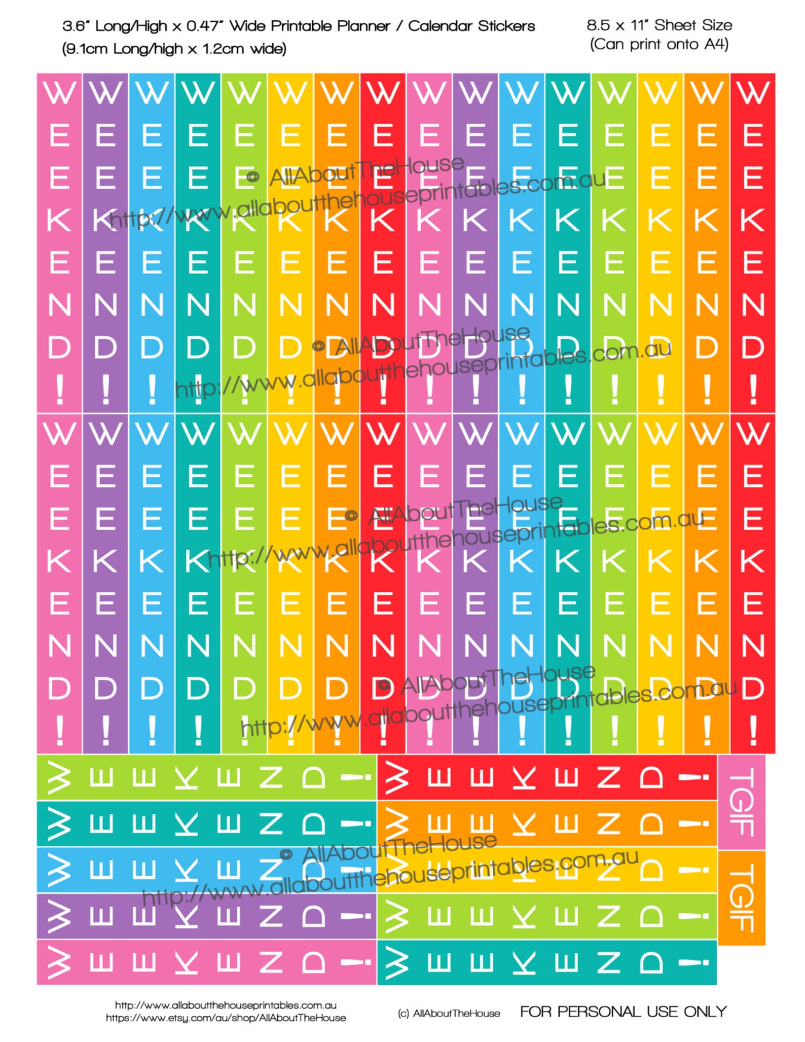 Made for Erin Condren Horizontal Planner Size Weekend Planner Stickers ...