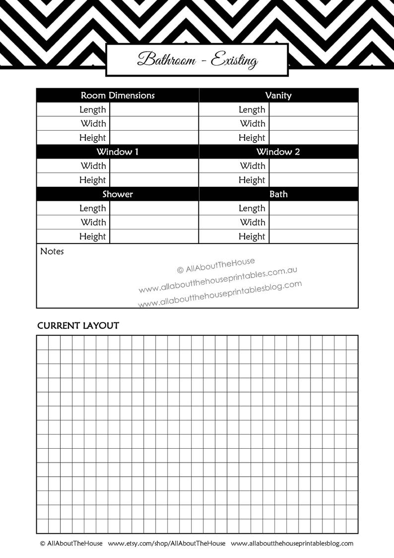 Bathroom remodel checklist planner printable renovation home improvement diy inspiration budget layout editable template pdf digital instant image 2