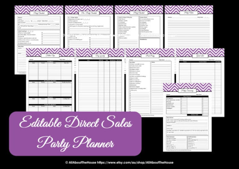 Direct Sales Party Checklist Planner Editable Business Planner Printables Organize any direct sales consultant Pdf Instant DL image 1