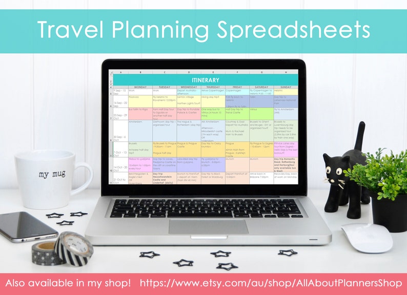 Travel Itinerary Planning organizer microsoft word template multi-destination countries trip city planner month week fully editable custom image 9