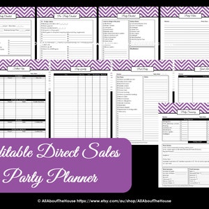 Direct Sales Planner PURPLE Editable Business Planner Binder Printables Organize Any Direct Sales Business 150 pages INSTANT DOWNLOAD image 3