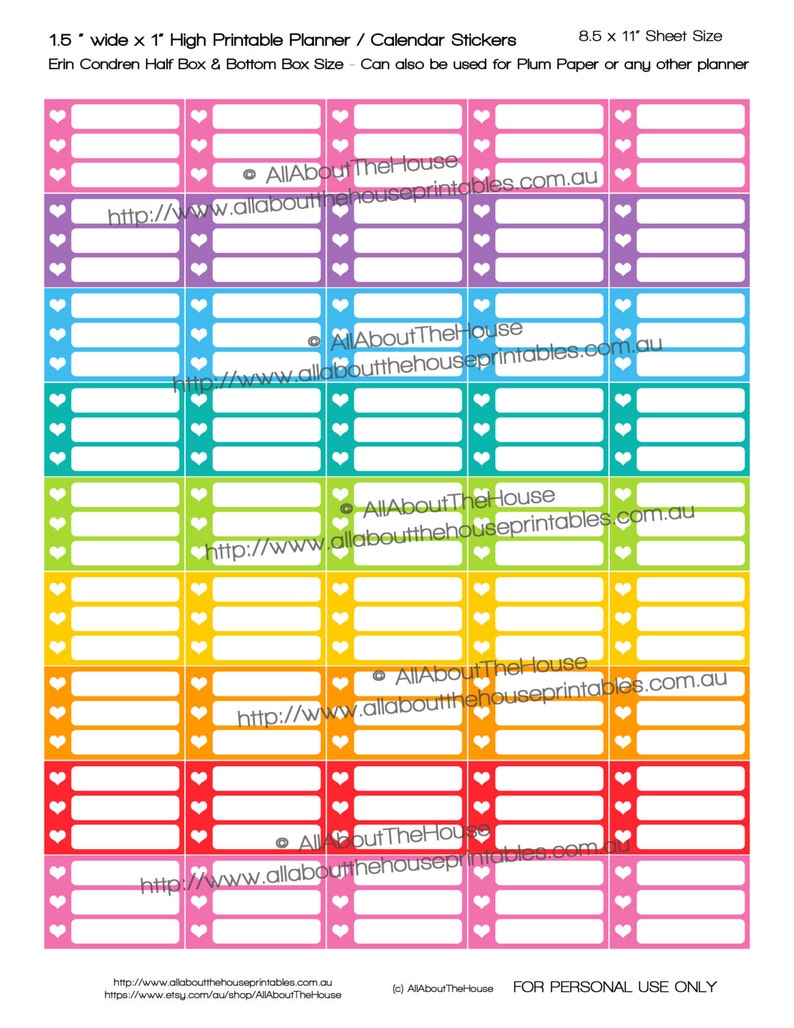 List Planner Stickers Half Box printable made for Erin Condren image 1