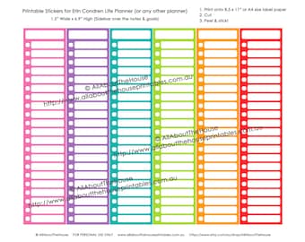 Anything Checklist Planner Stickers - to do cleaning shopping list ect. - Sidebar Printable for Erin Condren (or any other planner) Rainbow