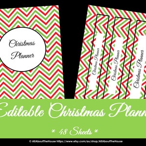 EDITABLE Christmas Planner Chevron Pdf INSTANT DOWNLOAD Home Organisation Gift List To Do Checklist Calendar Party Planner image 3