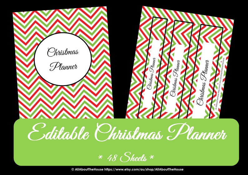 EDITABLE Christmas Planner Chevron Pdf INSTANT DOWNLOAD Home Organisation Gift List To Do Checklist Calendar Party Planner image 3