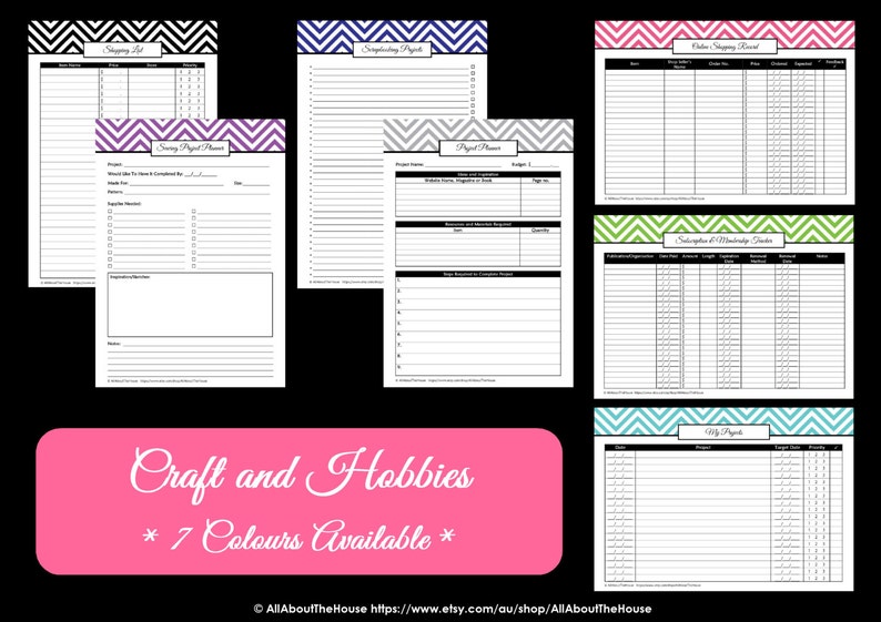 PINK Craft, Hobby, DIY Printables Chevron Printable-Organisation-Household Binder 22 sheets Binder Cover and Spine Pdf Instant Dl image 5