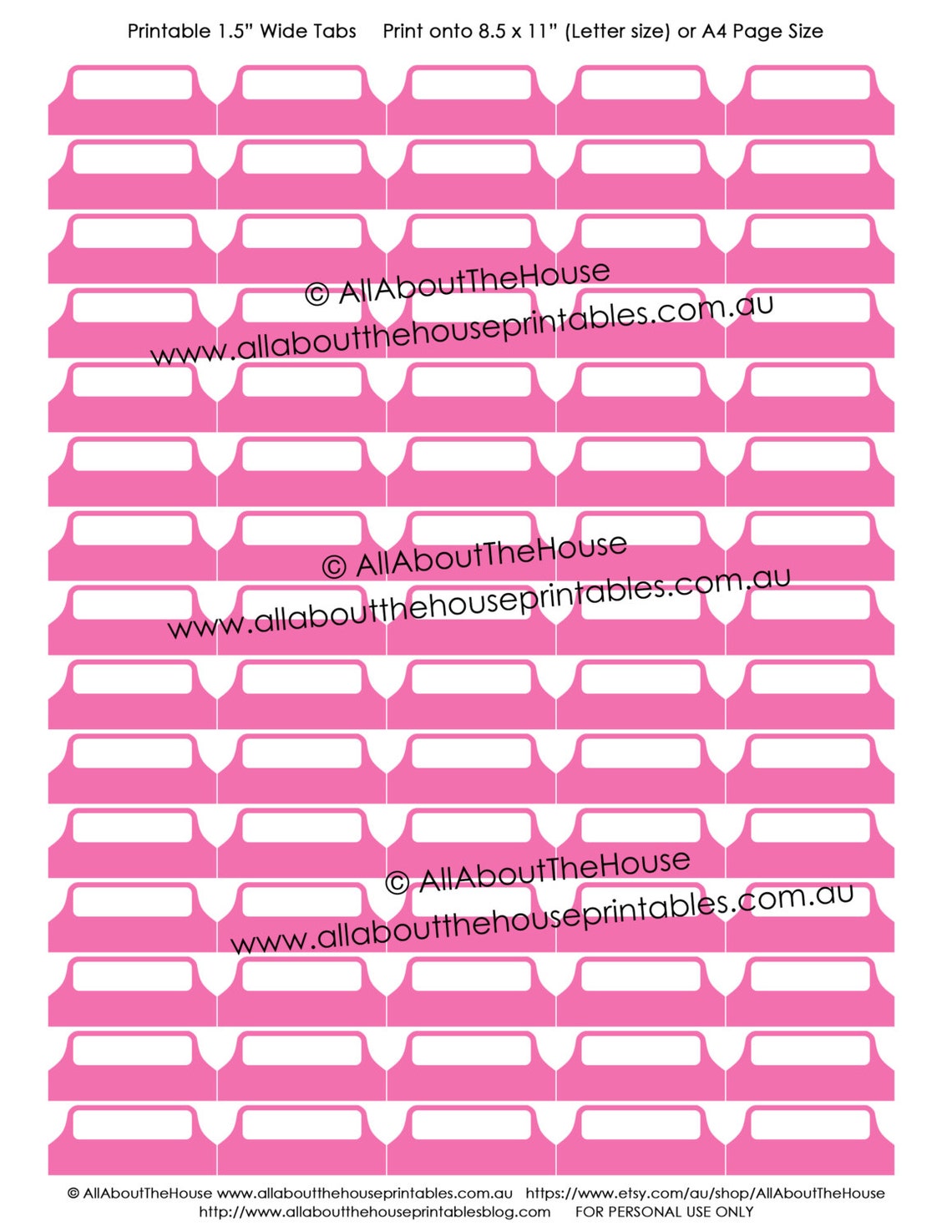 Printable Planner Tab Template for Planners Household Binder - Etsy