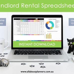 Rental Property spreadsheet track income expenses 1 - 20 investment properties manager use Microsoft Excel Google Sheets or Numbers for Mac