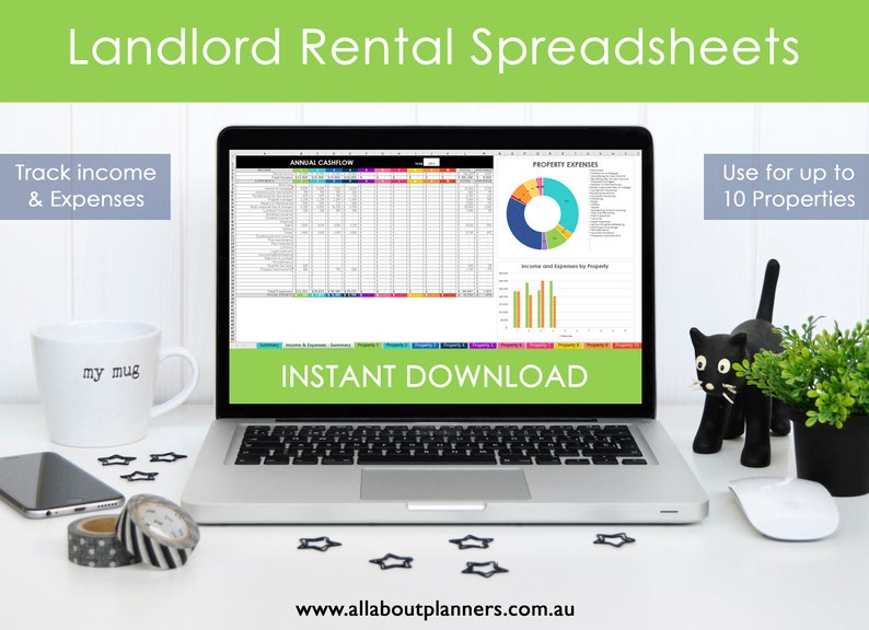 Rental Property spreadsheets track income expenses 1 20 investment properties manager use Microsoft Excel Google Sheets or Numbers for Mac image 1