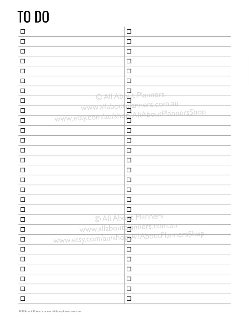 Checklist printable planner insert refill to do shopping grocery task organizer agenda US letter size can resize to a4 a5 personal size half image 3