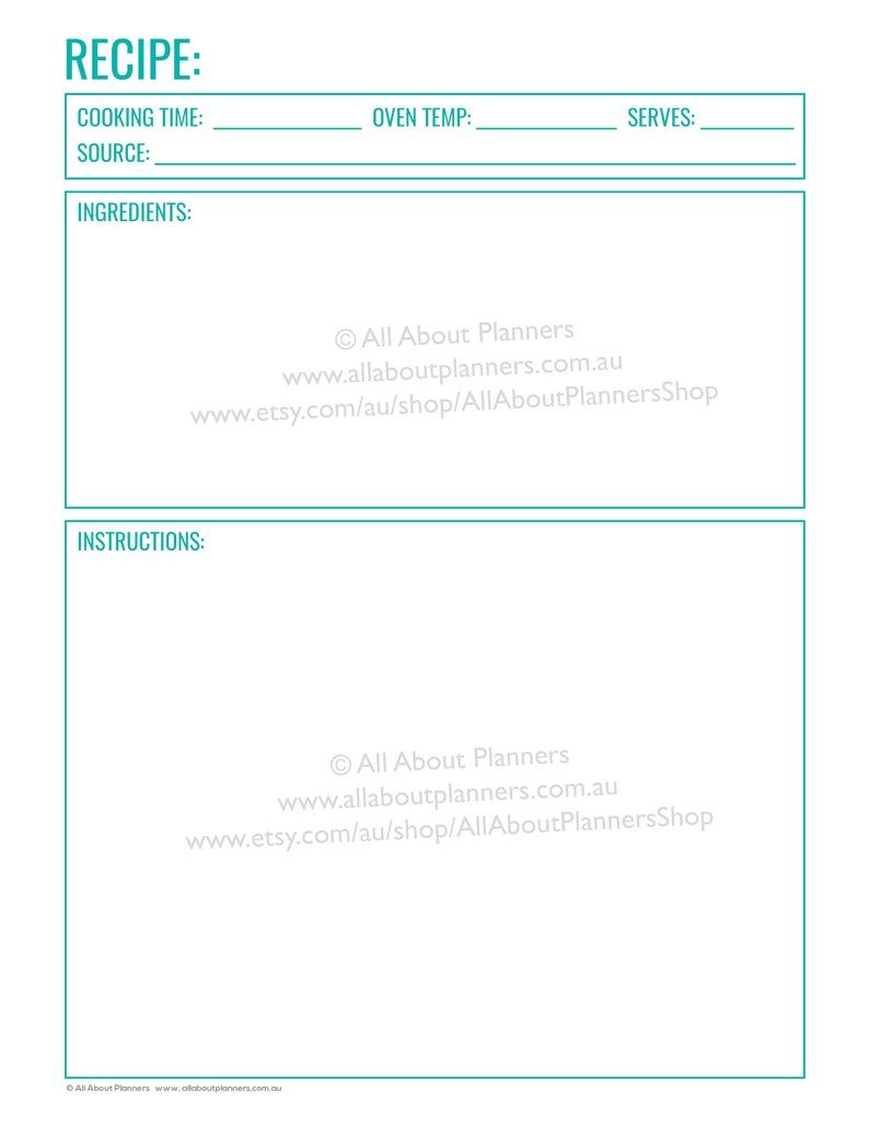 EDITABLE Printable recipe card, Template, pdf, sheet, recipe page, Recipe Organisation, Recipe Box, cook book, cooking printable, kitchen image 8