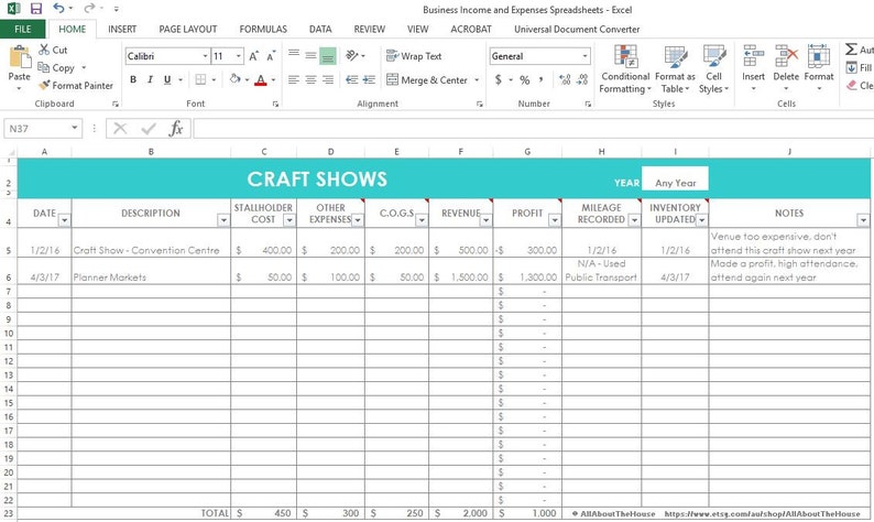 Etsy Seller Spreadsheets, shop management Tool, financial, tax reporting, profit and loss income expenses, spreadsheet, Excel, google sheets image 6