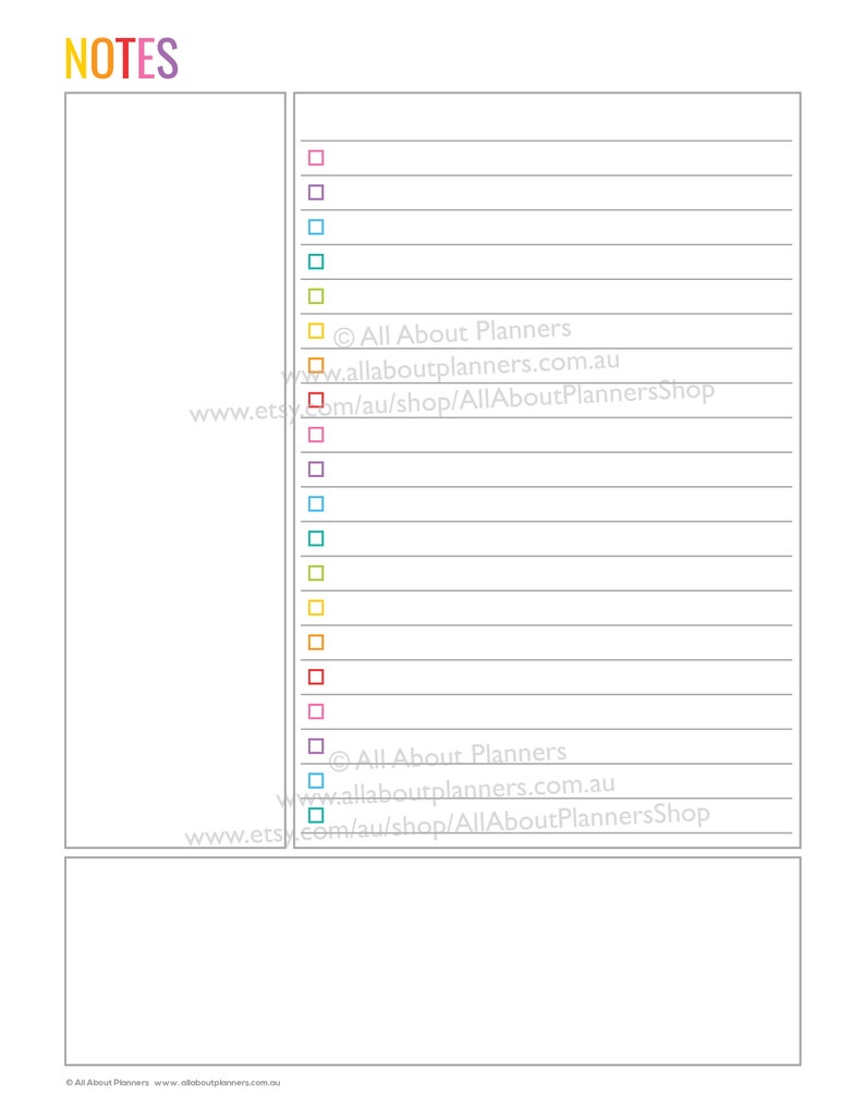 Notes page printable planner insert refill bullet journal graph lined checklist cornell US letter size can resize to a4 a5 personal size image 6