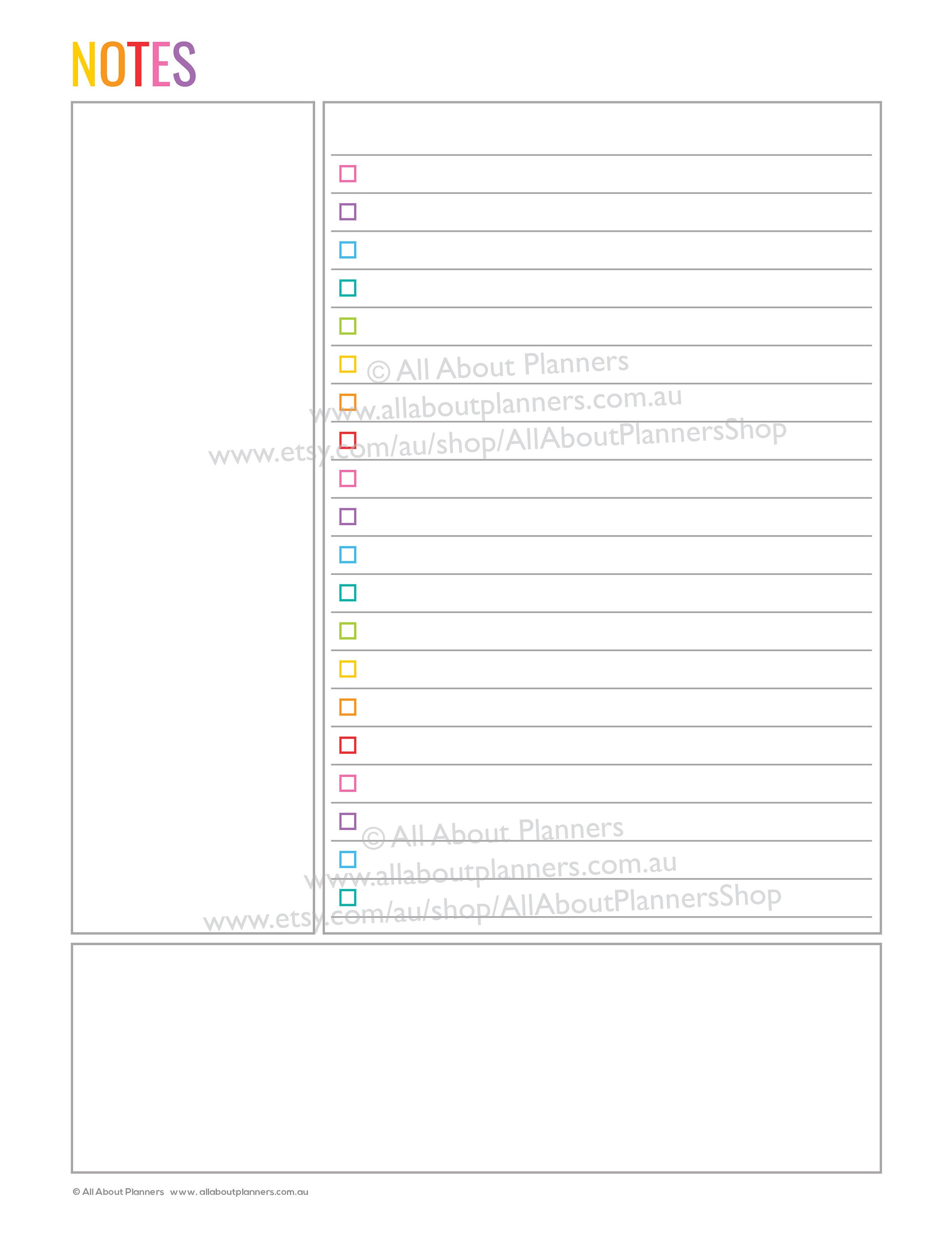 Notes Page Printable Planner Insert Refill Bullet Journal Graph Lined ...
