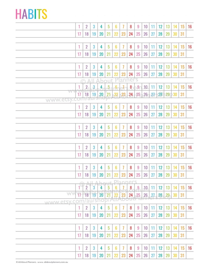 Habit Tracker Printable Monthly Planner to Do Editable Fillable Pdf ...