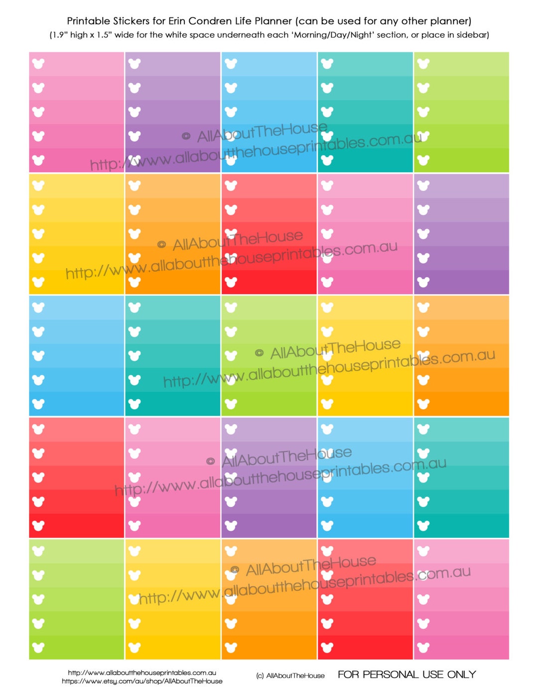 Ombre List Printable Planner Stickers Mickey Mouse Checklist to Do Erin ...