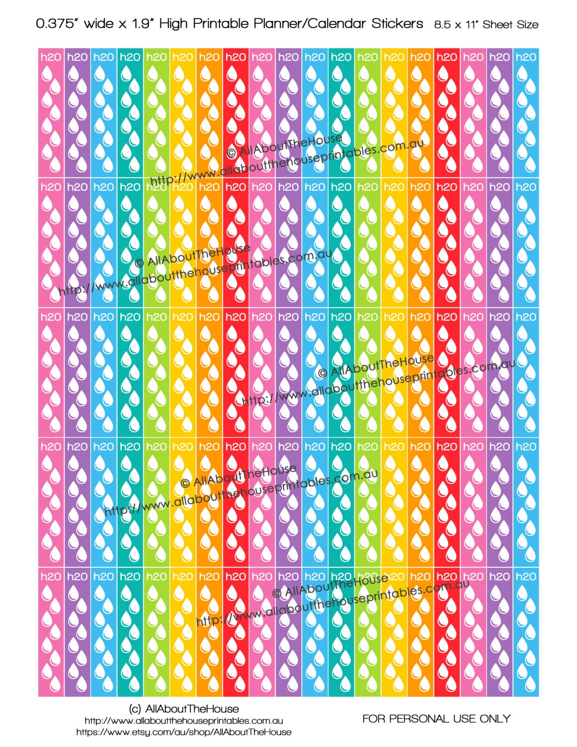 Hydrate Planner Stickers Checklist Printable 1.9 - Etsy