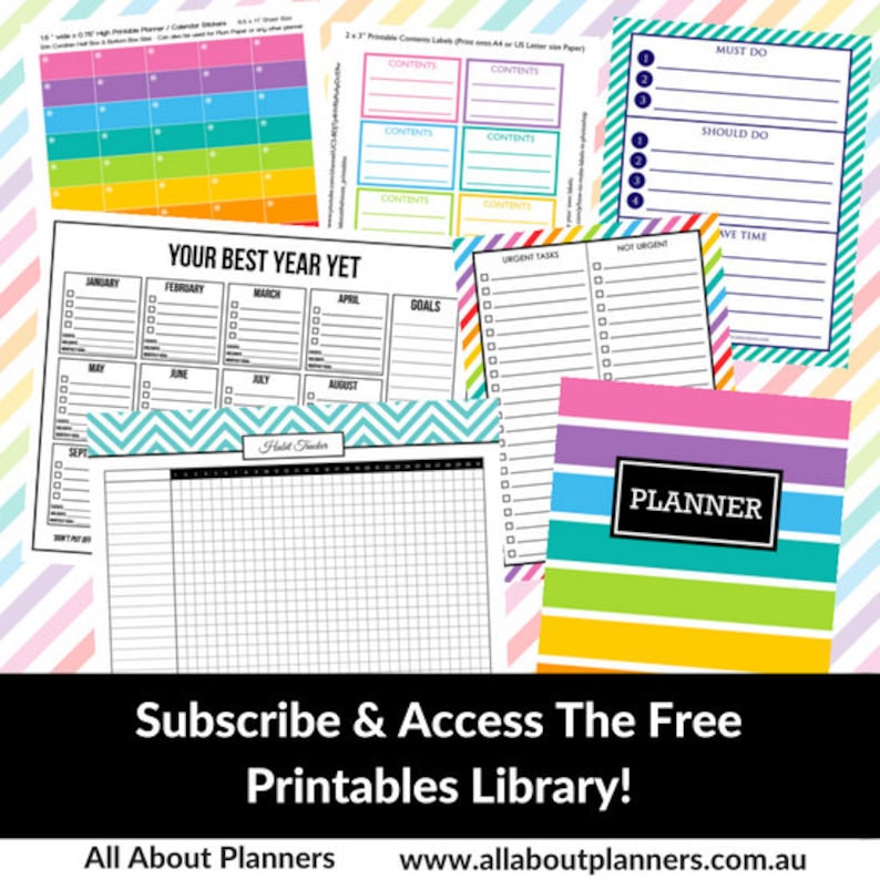 MULTICOLOURED Printable Daily Planners Time Management 7 sheets Product Number 93 INSTANT DOWNLOAD image 7