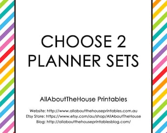 Choose 2 Planner Printable Sets - Create Your Own Planner and/or household binder - PDF - Chevron - Instant Download - Some Sets Editable